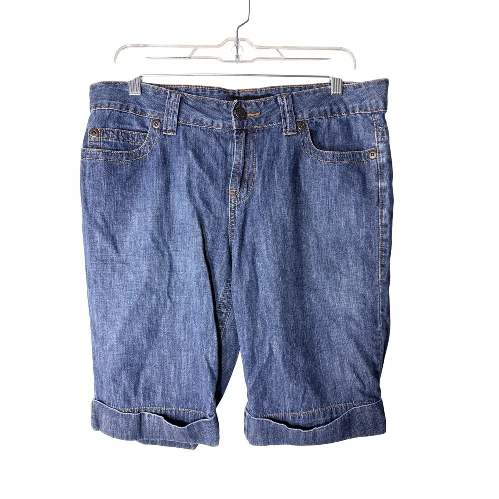 Calvin‎ Klein Jeans Bermuda Shorts Womens Blue Size 12 Cuffed Denim Medium Wash